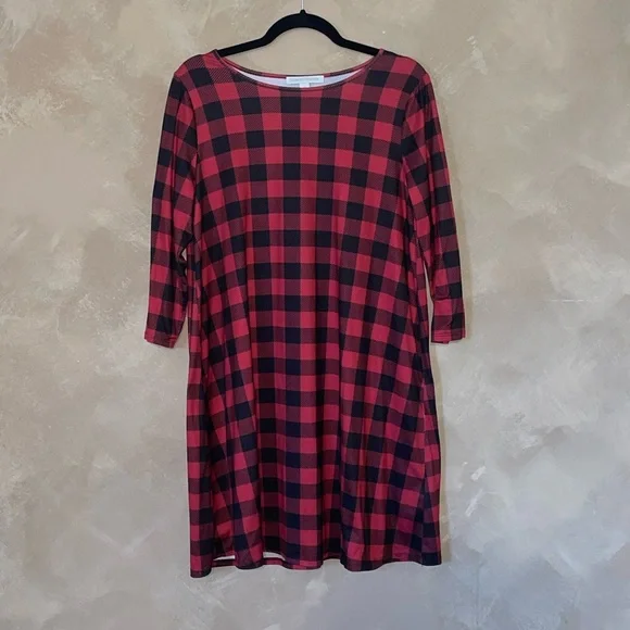 open lace back dress Pink Oversized Plaid Puff Sleeve Round Hem Shirt Dress